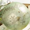 6" Spruce Antique Foil Glass Etched Ball Ornament