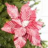 24” Striped Poinsettia Christmas Tree Flower