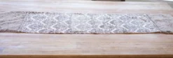 Taupe Printed Velvet with Fur Trim Table Runner (15"x72")