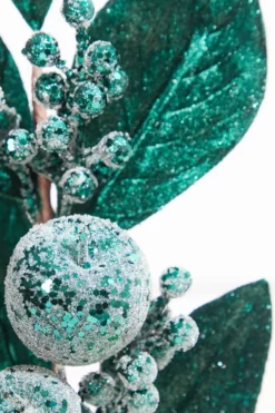 25.5" Teal Fruit and Magnolia Leaf Spray