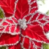 24" Tinsel Edge Velvet Poinsettia Stem