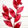 24" Velvet Glitter Leaf Stem