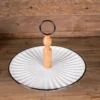 15" Vintage Metal & Wood Serving Tray with Handle