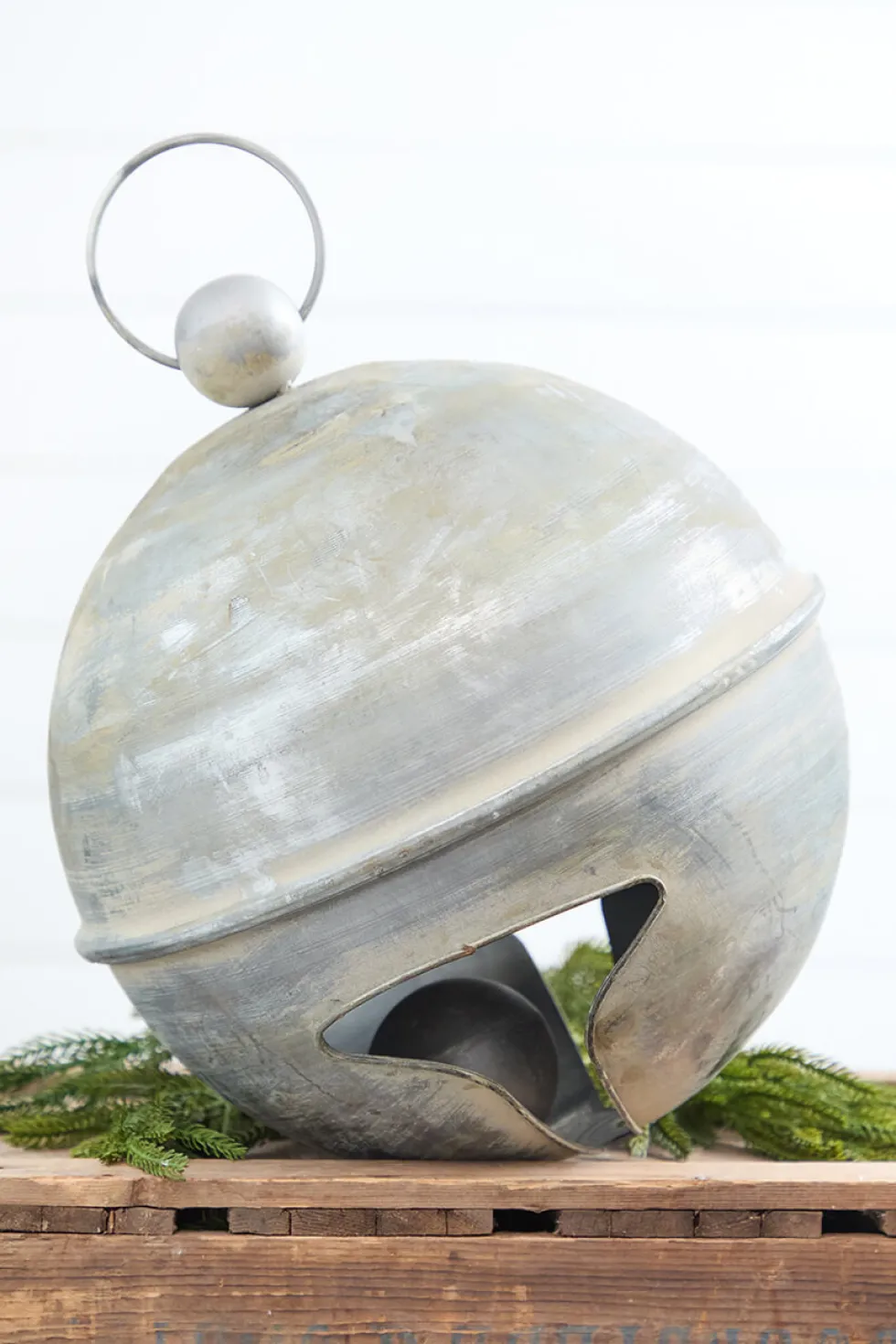 12" Weathered Tin Jingle Bell Christmas Ornament