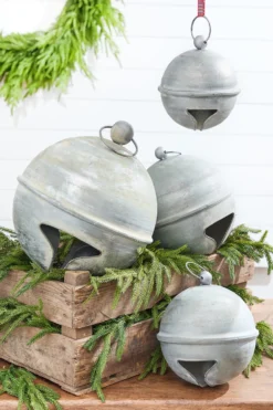 8" Weathered Tin Jingle Bell Christmas Ornament