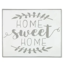 19" White and Grey Metal Enamel Wall Decor