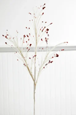 36” White and Red Glitter Grass Spray