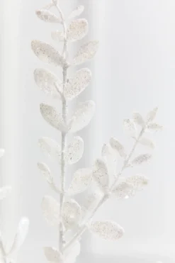 30" White Glitter Eucalyptus Spray