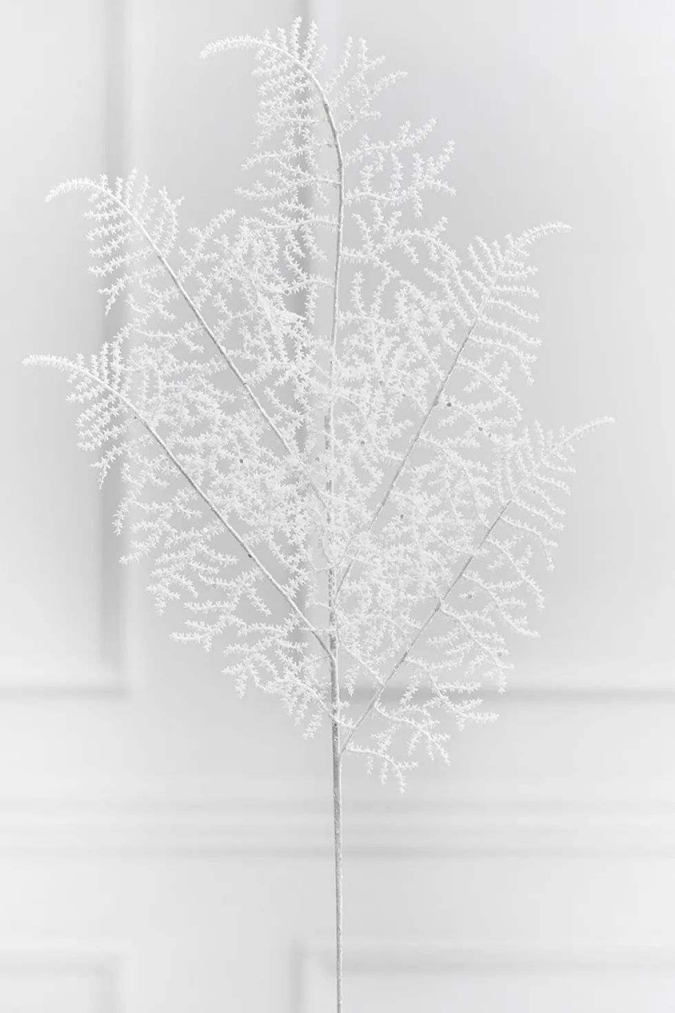 35" White Glitter Fern Spray