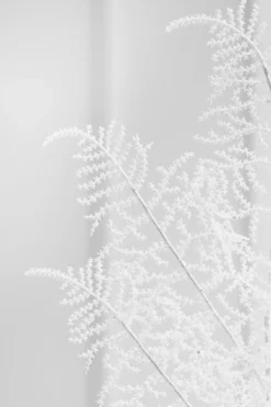 35" White Glitter Fern Spray