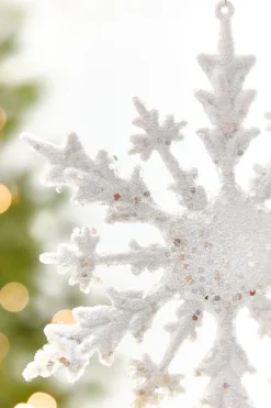 8" White Glitter Snowflake Ornament