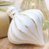 7” White & Gold Matte Onion Ornament