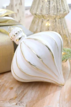 7” White & Gold Matte Onion Ornament