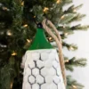 9” White/Green Metal Bell Ornament