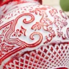 10" White Red Matte Metallic Finial Ornament