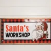 28” Wood and Metal Embossed “Santa’s Workshop” Wall Decor