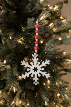 9” Wood Bead MDF Snowflake Drop Ornament