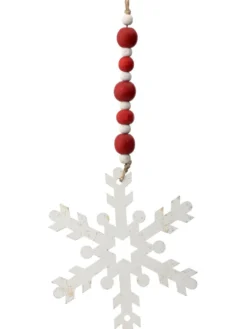 9” Wood Bead MDF Snowflake Drop Ornament