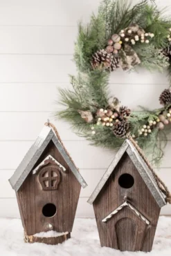 Wood Galvanized Metal Birdhouse