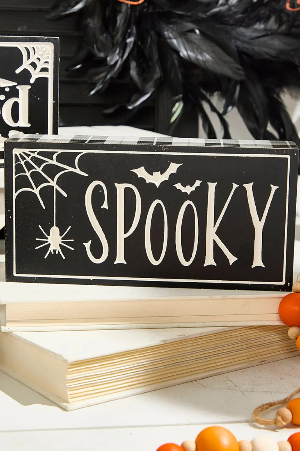 7.8" Wood Halloween Design Engraved Block