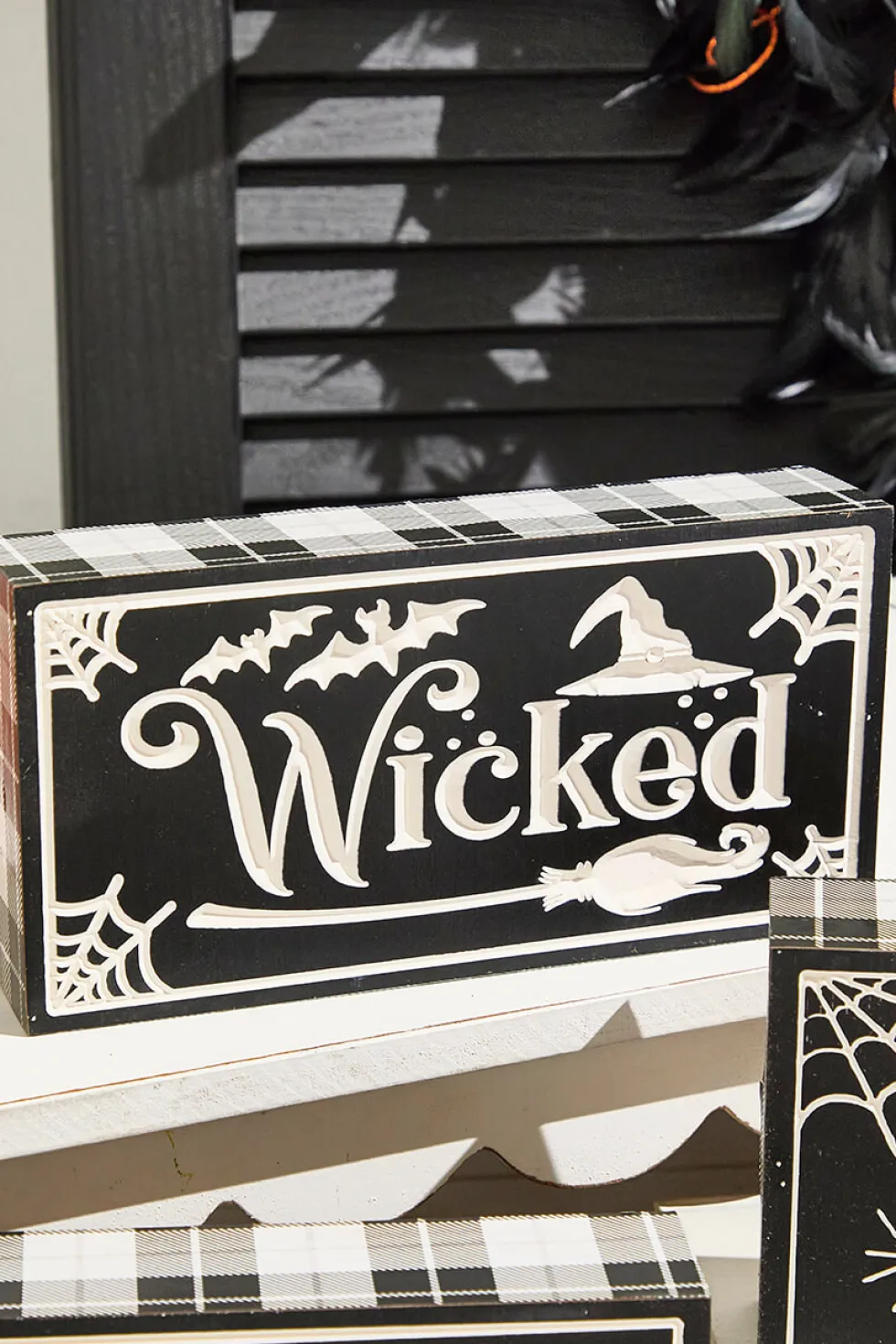 7.8" Wood Halloween Design Engraved Block