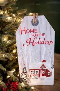 15.75” Wood Holiday Hanging Sign