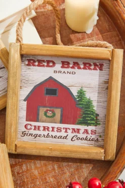 5.5" Wood Holiday Scene Hanging Sign
