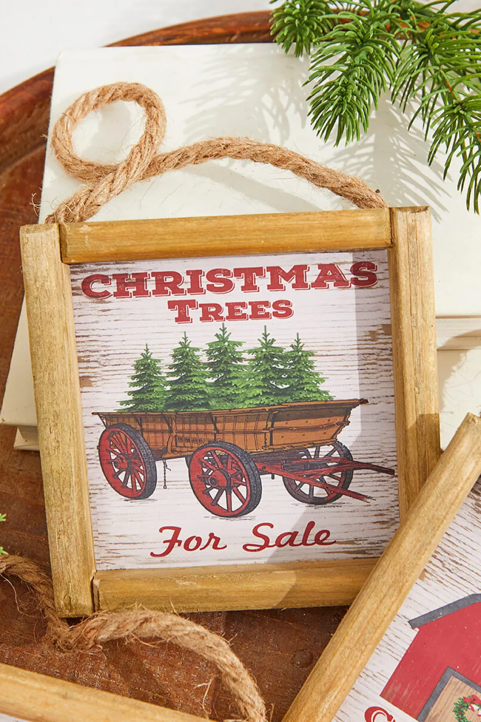 5.5" Wood Holiday Scene Hanging Sign