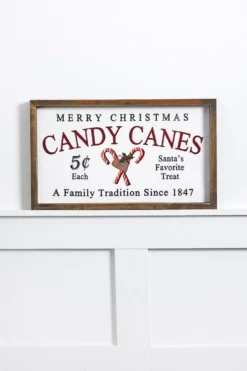 17” Wood & Metal Candy Canes Wall Sign
