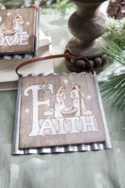 5.5” Wood & Metal Holy Family Ornament