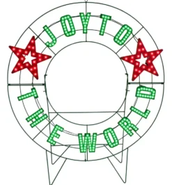 40" Wreath - Joy to the World with Stars with 223 Lights