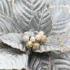 19" x 15" Blue & Grey Velvet Jewel Poinsettia Stem