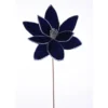 22” x 11.5" Blue/Silver Velvet Poinsettia Stem
