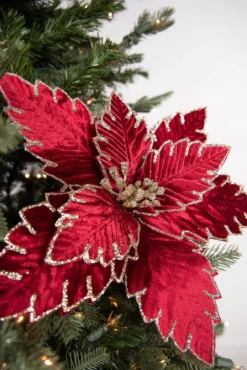 22” x 13.5" Burgundy Poinsettia Stem