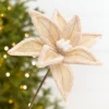 20” x 13" Burlap Faux Fur Edge Poinsettia Stem