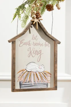 8" x 10.5" Creche "Let Earth Receive Her King" Wall Sign