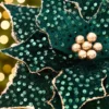 20" x 12” Emerald & Gold Sequin Poinsettia Stem
