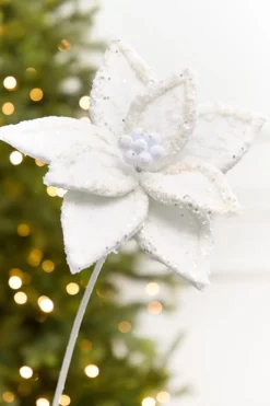 20" x 10" Iced White Poinsettia Stem