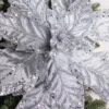 24" x 12" Leafy Silver Poinsettia Stem