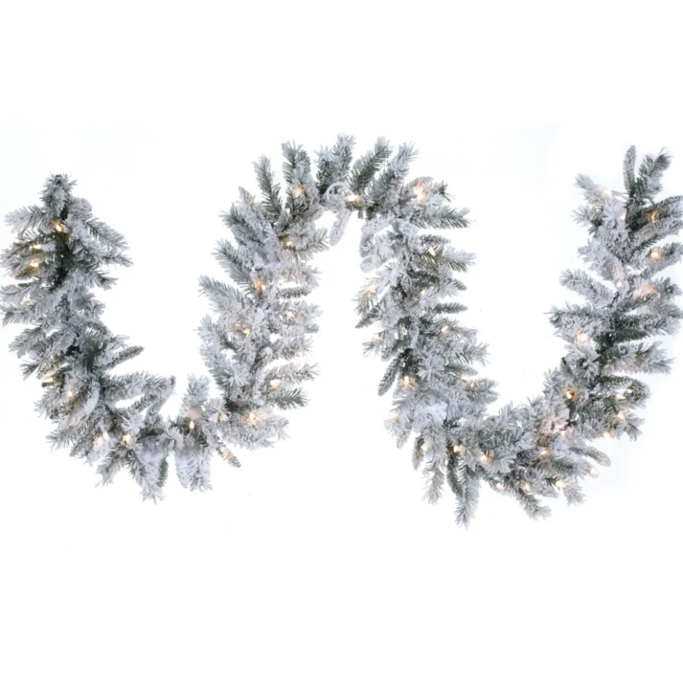9' x 14" LED Flocked Balsam Garland