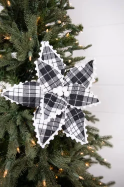 17” x 12" Plaid Ricrac Poinsettia Stem