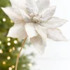 21" x 10.5" Platinum Glitter Poinsettia Stem