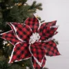 22” x 11" Red and Black Plaid Poinsettia Stem