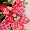 22” x 11” Red and Blue Plaid Poinsettia Stem