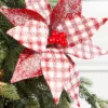 21” x 9" Red and White Poinsettia Stem with Red Berries