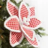 19" x 12" Red & White Polka Dot Poinsettia Stem