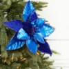 22” x 12” Royal Blue Velvet Poinsettia Stem