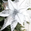 31” x 17" Silver & White Sequin Glitter Poinsettia
