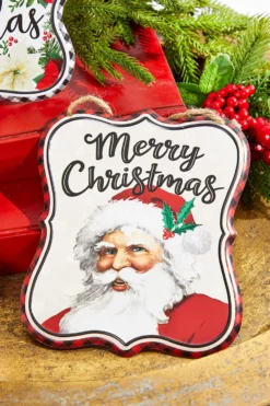 7" x 6" Vintage Christmas Embossed Sign