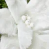 22" x 12" White Fur Jewel Poinsettia Stem